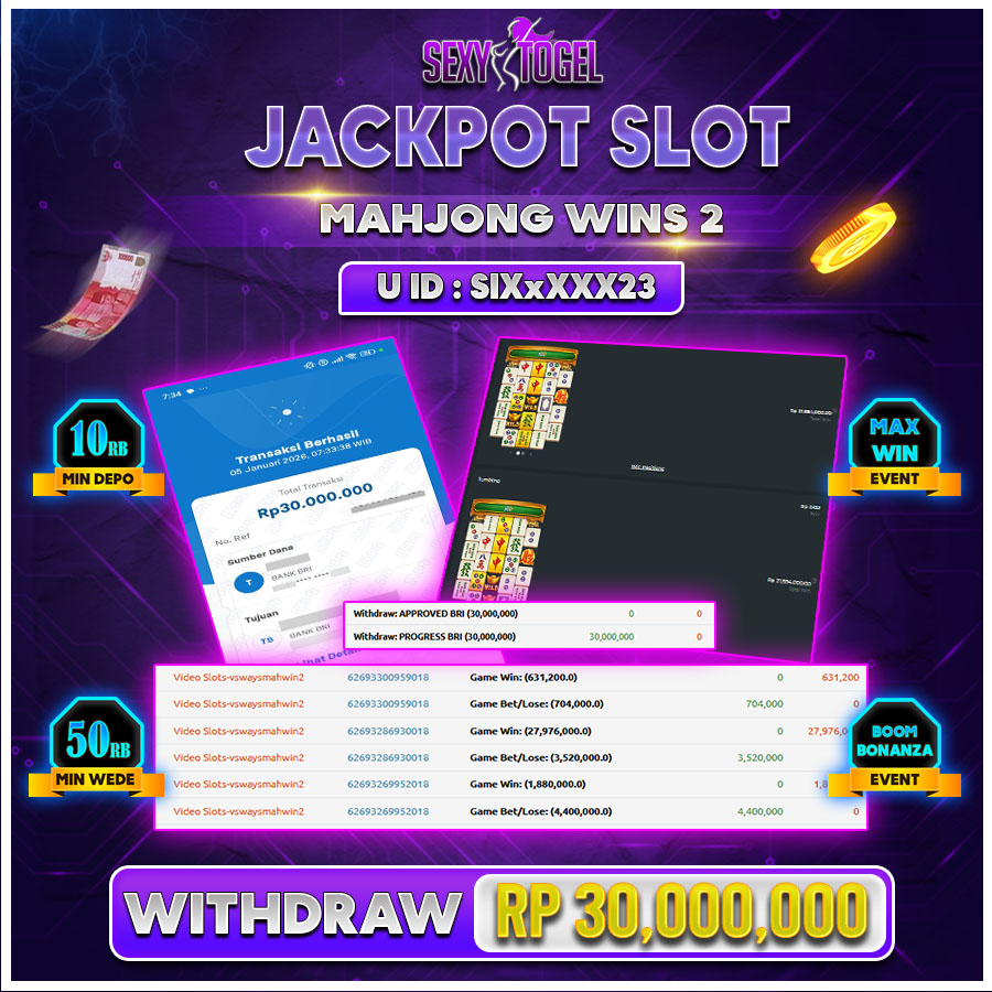 SEXYTOGEL JACKPOT SLOT MAHJONG WINS 2 Rp.30.000.000.,-LUNAS